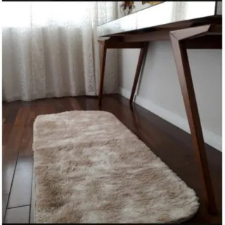 Passadeira Luxo Macia Peludo Felpuda 2,00x0,55 - Beje mesclado