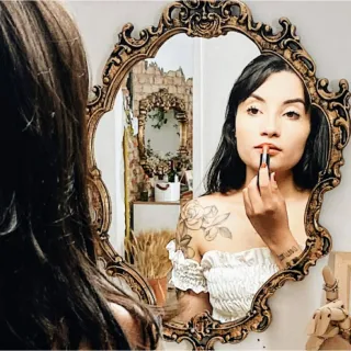 Antigo espelho prateleira penteadeira maquiagem princesas festas reino - Único