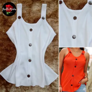 Blusa Estampada Feminina Alça Grossa - Modelo Verão - Vermelho Coral (Lisa)