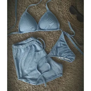 Shortinho Canelado com Biquíni - Rose