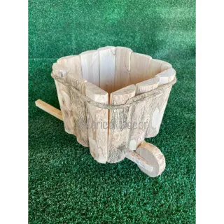 Carrinho Vaso Cachepô Madeira Café Rústico 8x8cm - Único