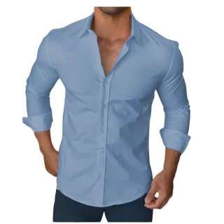 Moda Estilosa Camisa Social Masculina Slim fit Luxo Manga Longa - Creme