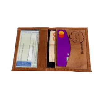 Envio Imediato Carteira Masculina Couro Legítimo Porta Cartões Slin Pequena -50% - Caramelo
