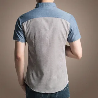 Camisa Slim-Fit Jeans Masculina Manga Curta em Algodão Puro Plus Size - Caqui