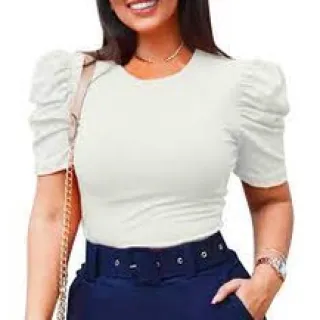 Blusinha Feminina Princesa Manga Curta Canelada Tamanho Único - Cinza