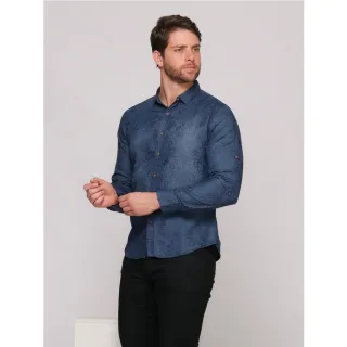 Lavagem Especial Camisa Jeans Masculina Lisa Importado - Azul Marinho