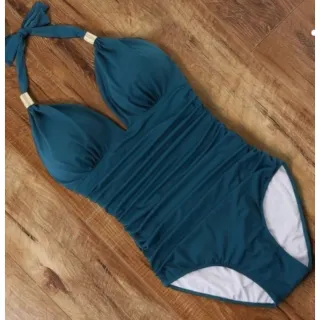 Top franzido com bojo para maiô Plus Size - Azul Bic