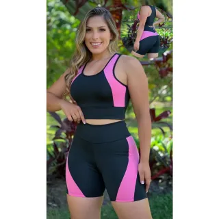 Conjunto Fitness Short e Top de Treino sem Decote - Roupa Academia
