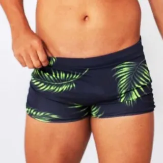 Moda praia masculina: sunga box estampada e lisa - Folhas 2