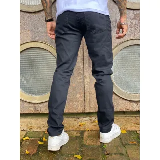 Calça Masculina Preta Skinny Tradicional Slim com Lycra Elastano - Calça Masculina Preta