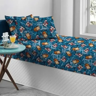 Lençol Infantil Solteiro em Malha com Elástico - Jogo de Cama Antialérgico - Algodão - Super Game