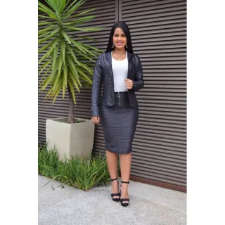 Argola Cirrê Conjunto Saia + Casaco - Caramelo