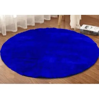 Grande Tapete Redondo Felpudo Peludo de 1,3 M - Azul