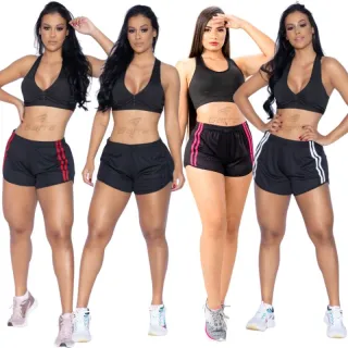 Dri-Fit Fitness Shorts Femininos - Kit com 3 para academia - 3 PRETO (BRANCO-ROSA-VERMELHO)