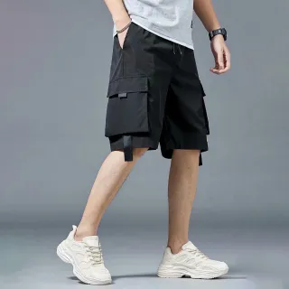 Shorts Masculino de Moda Esportiva com Bolso Lateral - Verão - Preto A
