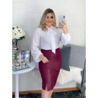 Moda Feminina Evangélica ou Social - Saia Lápis Cintura Alta - Preto