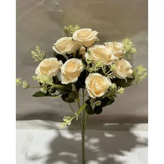 Flores Artificiais com 9 rosas em promoção - Rosa Clarinho