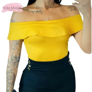 Blusa Canelada Feminina Premium Ombro a Ombro Ciganinha - Bordô