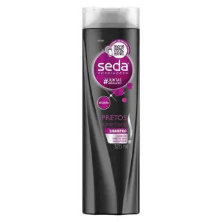 Shampoo Anticaspa Seda Todos Tipos de Cabelo 325 ml - Hidratação Intensa com Ceramidas, Babosa e Óleos - Pretos Luminosos