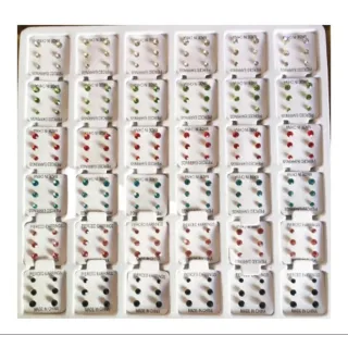 Brincos Feminino Atacado - 108 Pares de Brincos com Pedrinhas, Strass e Pérolas - Pedrinha strass colorido 108 p