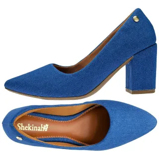 Sapatilha Macia Shekinah: Scarpin Conforto Bico Fino Salto Alto Grosso - Azaléia 001
