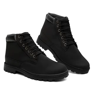 Promoção Bota Masculina Marrom Conforto e Qualidade + Carteira - Couro Vegano - Preto