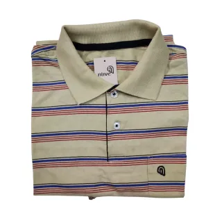 Manga Curta Camisa Polo Listrada Bolso Fio Tinto 30.1 Misto - Branco