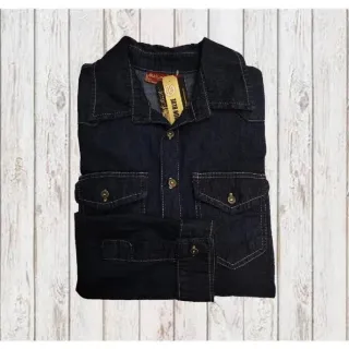 Novidade - Camisa Masculina Jeans Manga Longa Modelagem Americana - P