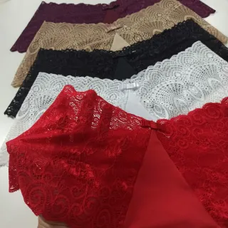 Calcinha Caleçon Renda Luxo Plus Size - Kit 5 unidades - 52