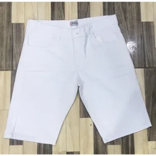 Bem TOP Bermuda Decido Rascada Sarja Branca - Branco Rascada