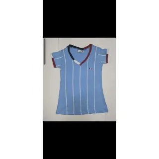 Gola Colorida Baby Look Listrada Giz Estampa - Vermelho