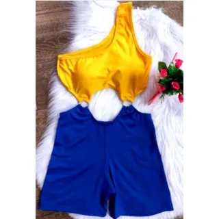 Macaquinho fitness academia curto com bojo alça única argola - Estampa 05