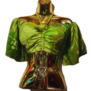 Tamanho Único Cropped Ciganinha em Viscose com Bojo - Laranja