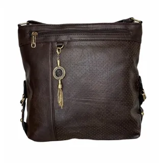 Importada Bolsa Feminina Transversal Grande Com Chaveiro Tiracolo 2 Divisórias - Preto