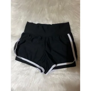 Roupa de Treinar Feminina Short Duplo Suplex com Tela - Preto com viés pink
