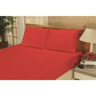 Lençol de Cama Casal com Elástico Liso - Kit 3 peças - palha