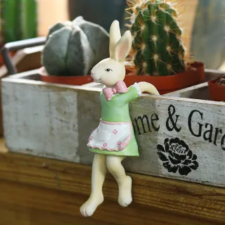 Estátuas de Coelhos Decorativos - Miniaturas de Resina para Jardim - Único