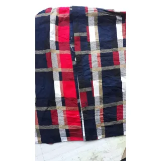 Chemise Xadrez Feminina Viscose Laço Camisão - vermelho azul escuro