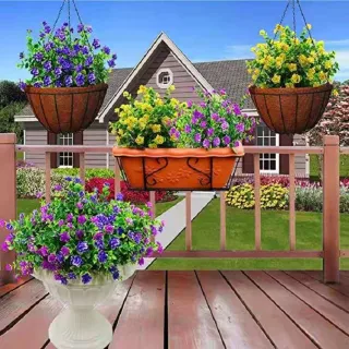 Buque de Flores Artificiais para Decoração - 21 Florzinhas MT-1111-3 - Roxo kit com 2