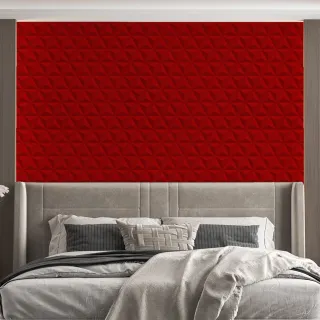 Adesivo Vermelho Geométrico 3D - Papel de Parede 1m x 50cm - Único