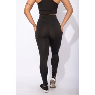Legging Fitness Feminina Cintura Alta com Bolso - Newstyle - Preto