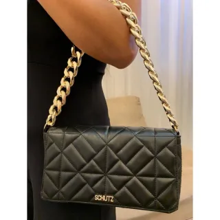 SHTZ - Bolsa Feminina de Ombro com Alça de Corrente Grossa - AMARELA