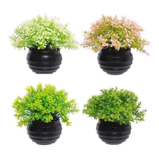 Vaso Decorativo Flores Artificiais Plantinhas Arredondado 9cm - Flor ROSA