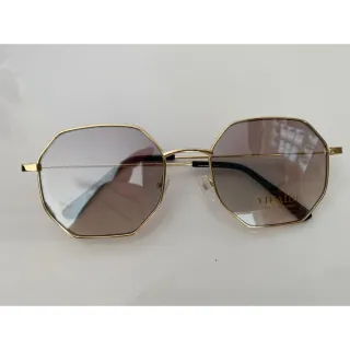 Material Maior Óculos De Sol Hexagonal Unisex Feminino Masculino Verão - Marrom Degradê