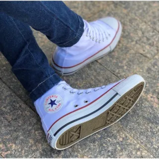 Converse All Star Botinha Cano Alto - Tênis Bota Masculino e Feminino - Preto com listra preta