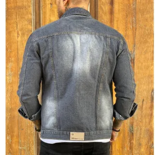 Manchada Cinza Jaqueta Jeans Masculina - GG