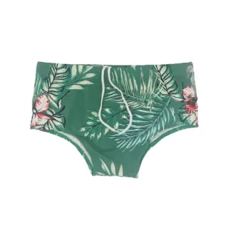 Verão Praia Lycra Adulto Masculina Sunga Poliamida Short - ROSA FOLHAGEM VERDE NORMAL