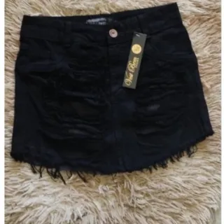 Saias Femininas Jeans Desfiadas Hot Pant Cintura Alta - Branca