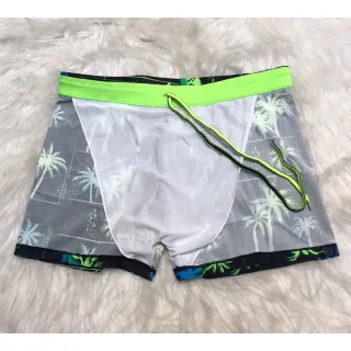 Moda praia masculina: Sunga estampada ajustável - Raryel - Preto/verde