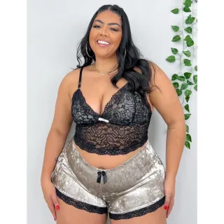 Veludo Plus Size Baby Doll - Promoção - Branco